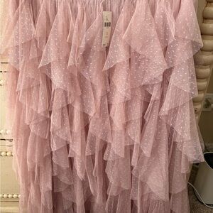 ANTHROPOLOGIE  new! Tags on!  Pink Layered Ruffle Skirt